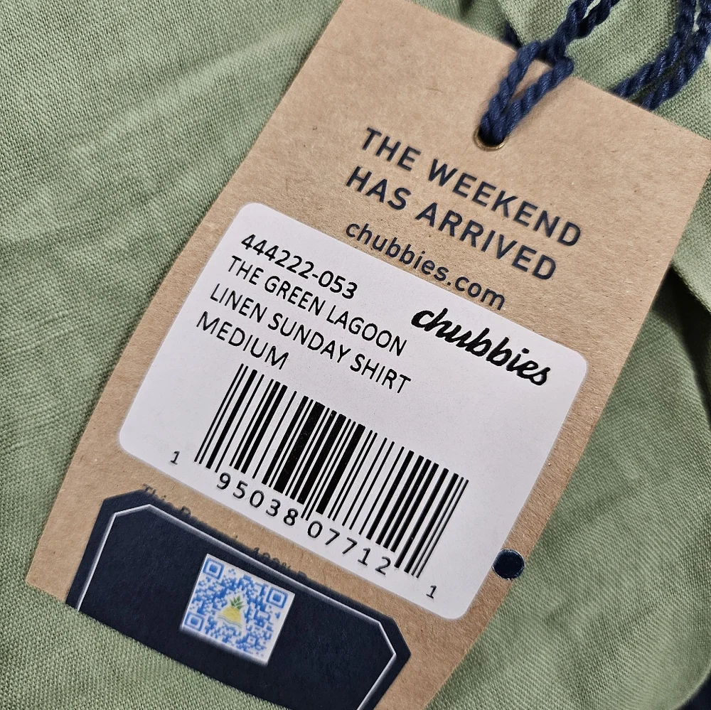 NWT Chubbies The Green Lagoon Linen Sunday Shirt Size M
